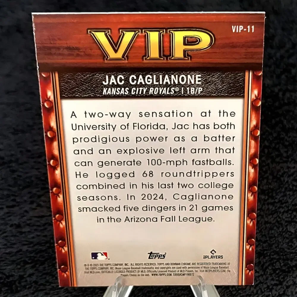 Jac Caglianone Bowman Chrome Mega Mojo RC Kansas City Royals Top Prospect
